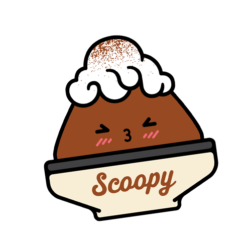 ScoopyMilkBar chocolate ice cream brown shaved ice Sticker