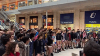 Trouserless Travelers Bust a Move in London's Waterloo Station