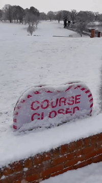 Golf Course Covered in Snow as Wintry Weather Sweeps UK