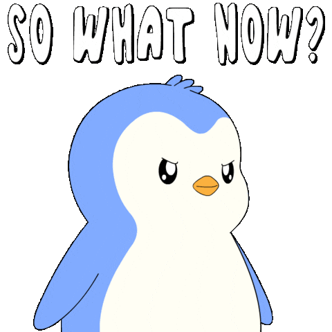 What Now Penguin Sticker by Pudgy Penguins