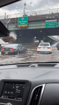 Heavy Rain Triggers Flash Flooding on New York City's FDR Drive