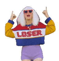 mollyjenson cute girl pointing up white hair party girl Sticker