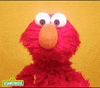 Sesame Street gif. Elmo looks at us and scratches his head with his hand on his hip. 