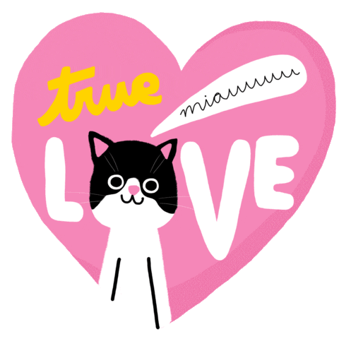 True Love Cat Sticker by Maria Rodilla