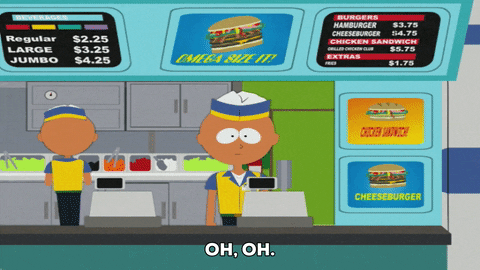 cashier fas food GIF by South Park 