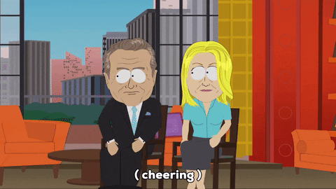 regis philbin cheering GIF by South Park 