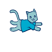 Happy Blue Cat Sticker by BABAUBA