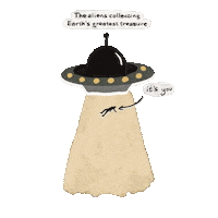 not_a_ham space aliens treasure space ship Sticker