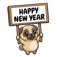 Celebrate Happy New Year Sticker by Pugs