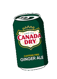 Sponsored gif. An illustration of a can of Canada Dry ginger ale. A red ribbon swirls up around the can, ending in a bow. 