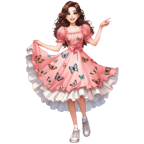 Girl Butterfly Sticker