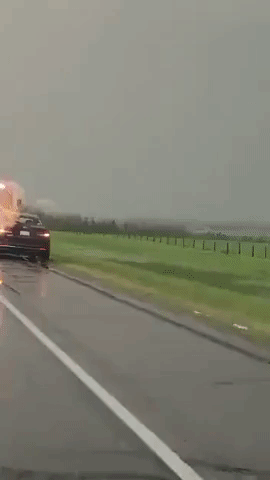 Huge Hail Pummels Vehicles on Highway in Alberta