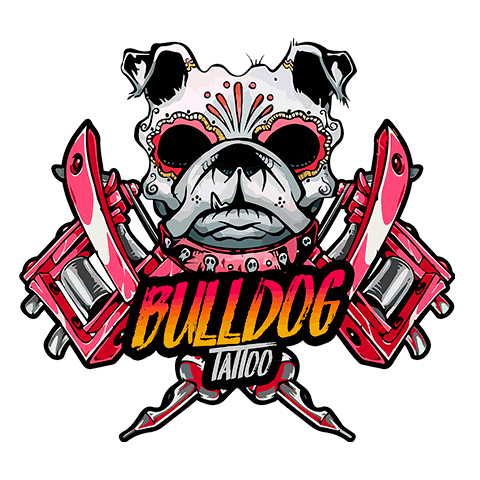 Bulldogtattoo giphyupload dog shop tattoo Sticker