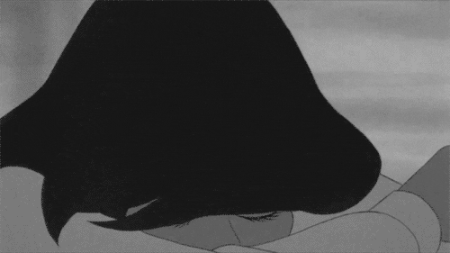 sad black and white GIF