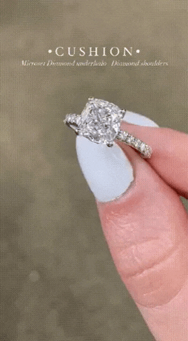 ShivShambuDiamonds giphygifmaker engagement ring cushion diamond engage ring GIF