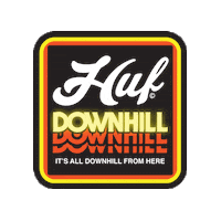 neon downhill form here Sticker by HUF Worldwide