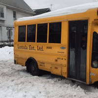 School Bus Gets Stuck in Snow in New York City