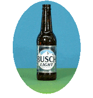 Sponsored sticker gif. Hand comes in from the left and places down a bottle of Busch Light beer. Another hand reaches in from the right and takes the bottle.