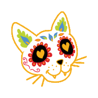 Day Of The Dead Cat Sticker by Taylor Reeve