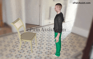 standing hamstring stretch to loosen the tight hamstring GIF by ePainAssist