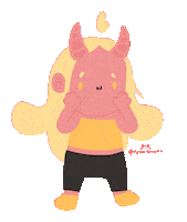meoweievuiart happy kawaii chibi oni Sticker