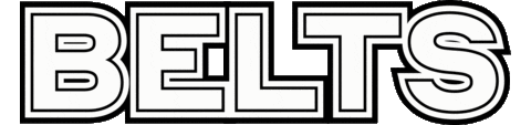 Text gif. In a large, blocky font that alternates between a black filling with a white outline and a white filling with a black outline, text reads in all caps, "Belts."