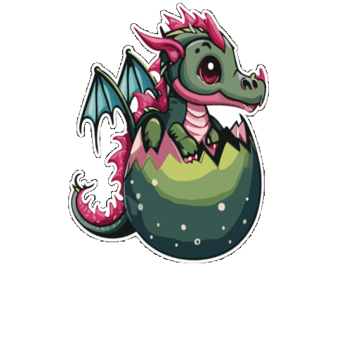 Bouncing Green Dragon Sticker by Phetus