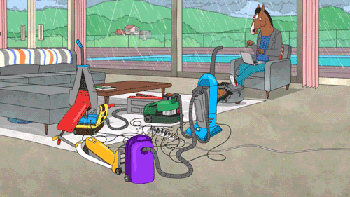 cleaning vacuum GIF by BoJack Horseman