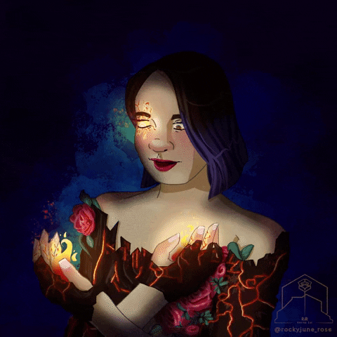 rockyjune_rose art animation fire rose GIF