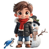 Boys Girls Snowman Sticker