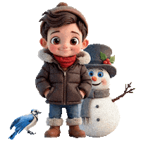 Boys Girls Snowman Sticker