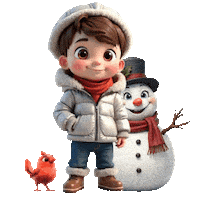Boys Girls Snowman Sticker