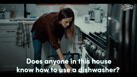 scarymommy giphygifmaker parenting chores dishwasher GIF