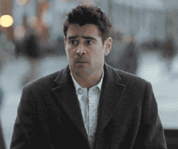 Celebrity gif. Colin Farrell raises his eyebrows, frowns, and shrugs his shoulders as if to say, “I don’t know.”