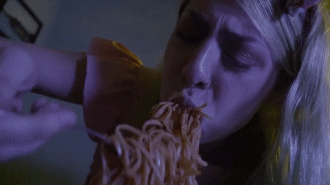 charlybliss giphyupload eating spaghetti dq GIF