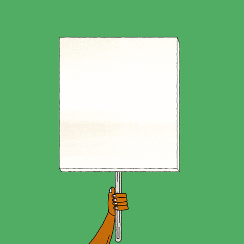 Digital art gif. Cartoon hand hoists a white picket sign that reads, in pink font, "They aren't stopping with Roe," against a green background.