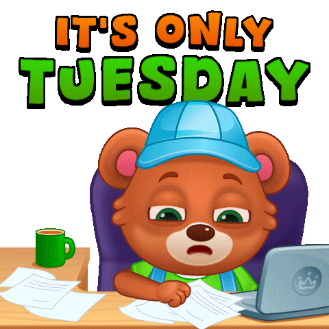 Tired Tuesday Morning Sticker by Lucas and Friends by RV AppStudios