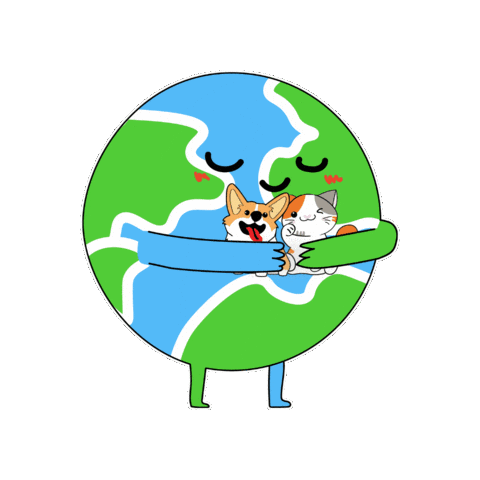 petiquepets giphygifmaker hug earth petique Sticker