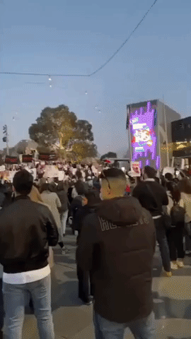 Demonstrators March in Melbourne in Support of Iranian Protesters