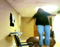 CrystalDestoyer table fat lady lady falling fat falling GIF