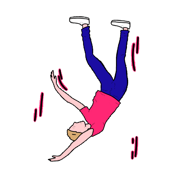 grulligroogl pink space jump fall Sticker