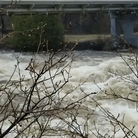 Water Roars Through Ontario's Bracebridge Dam as Rain and Flooding Persist