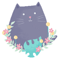 irsalinazd cat pastel floral ichi Sticker