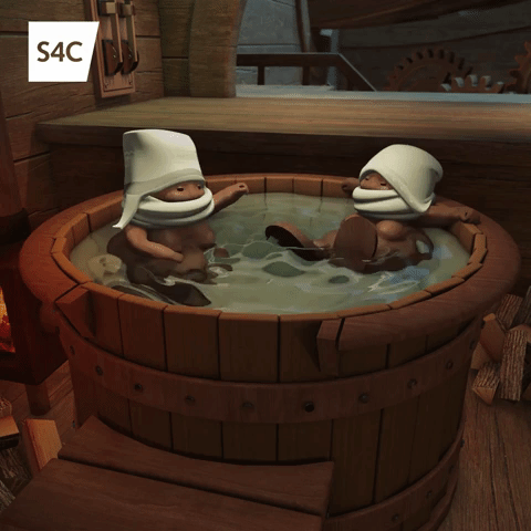 relaxing hot tub GIF by S4C