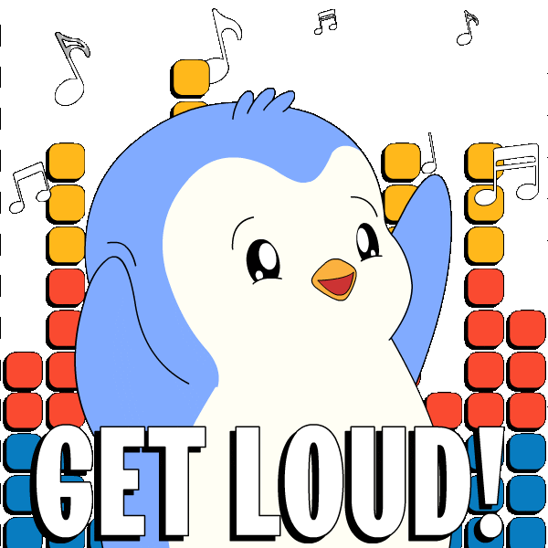 Happy Turn It Up Sticker by Pudgy Penguins