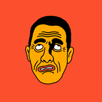 Digital art gif. A man is rolling his eyes but his eyes roll in a full 360 spin, giving him a perma-roll.