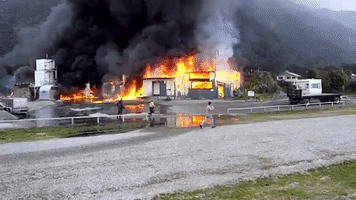 Fire Destroys Fish Factory and Helicopter Hangar in New Zealand's West Coast