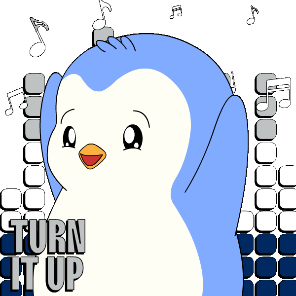 Happy Turn It Up Sticker by Pudgy Penguins