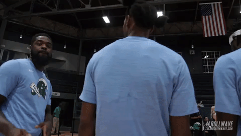 men's basketball dancing GIF by GreenWave