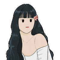 Long Hair Smile Sticker